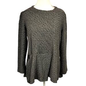 IC By Connie K Shirt Gray Swing Flowy Tunic Top Long Sleeve Womens Size Medium